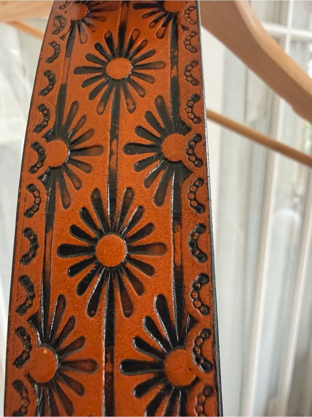 Leather Embossed Belt, Bohemian Print - NEW